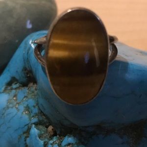 Tigers eye and sterling silver ring.
